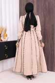 Leopar Biyeli Kemerli Elbise 3930 Taş thumbnail 3