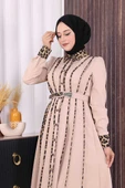 Leopar Biyeli Kemerli Elbise 3930 Taş thumbnail 5