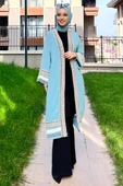 Düz Orta Kadın Yeşil Kimono - 10166 thumbnail 3