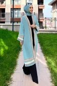 Düz Orta Kadın Yeşil Kimono - 10166 thumbnail 4