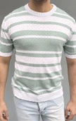 Çizgi Detay Delikli Triko T-shirt thumbnail 5