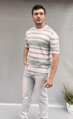 Çizgi Detay Delikli Triko T-shirt thumbnail 1