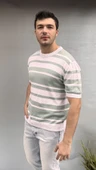 Çizgi Detay Delikli Triko T-shirt thumbnail 2
