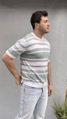 Çizgi Detay Delikli Triko T-shirt thumbnail 4