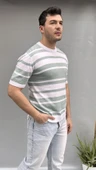 Çizgi Detay Delikli Triko T-shirt thumbnail 3