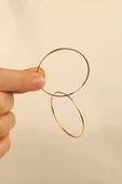 14 Ayar 4cm Halka Altın Küpe thumbnail 3