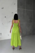 Dipmoda kadın yeşil gipeli askılı poplin elbise DPG012 thumbnail 5