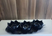 SİYAH RENK kırılmaz polyester,3 lü mumluk biblo thumbnail 5