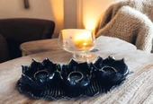 SİYAH RENK kırılmaz polyester,3 lü mumluk biblo thumbnail 10
