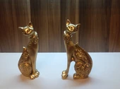 kırılmaz polyester 2 li SARI RENK kedi biblo thumbnail 6