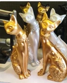kırılmaz polyester 2 li SARI RENK kedi biblo thumbnail 5