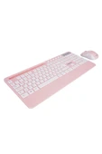 9676 Pembe Multimedya Tablet Telefon Standlı Klavye + Mouse Set Kablosuz Set Wireless Set thumbnail 2