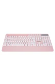 9676 Pembe Multimedya Tablet Telefon Standlı Klavye + Mouse Set Kablosuz Set Wireless Set thumbnail 3
