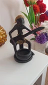 vintage ahşap afrikalı müzisyen biblo & 20 cm thumbnail 1