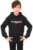 Romania Flag Lettern Siyah Çocuk 3ip Kapşonlu thumbnail 1