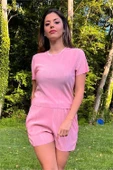 Dipmoda kadın pudra piliseli alt üst şortlu takım DP10047 thumbnail 3