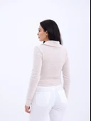 42531 TRİKO SİMLİ YAKALI CROP-EKRU thumbnail 2