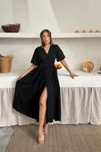 Siyah Müslin Uzun Elbise thumbnail 1