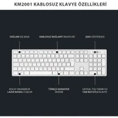 Lecoo Km2001 Klavye & Mouse Kablosuz Set Beyaz thumbnail 7