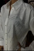 Ay Figürlü Taş İşlemeli Poplin Gömlek 3440 thumbnail 7
