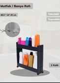 Tekerlekli Raf 2 Katlı Dar Yer Organizeri Siyah thumbnail 1