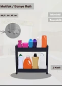 Tekerlekli Raf 2 Katlı Dar Yer Organizeri Siyah thumbnail 2
