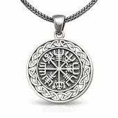 Gümüş Viking Pusula Erkek Kolye SL10789 thumbnail 2