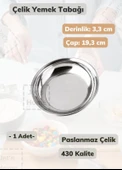 Çelik Yemek Tabağı 19,3 cm Paslanmaz Çelik Tabak thumbnail 1