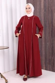 Çizgi Detaylı Ferace 6011 Bordo thumbnail 1