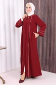 Çizgi Detaylı Ferace 6011 Bordo thumbnail 4