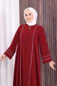 Çizgi Detaylı Ferace 6011 Bordo thumbnail 6