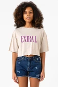 Jennie ExtraL Bej Kadın Crop Tshirt thumbnail 1