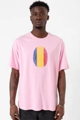 Romania Fingerprint Pembe Erkek Oversize Tshirt thumbnail 1