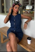 Kolsuz Yelekli Mini Etekli Denim Takım 10164 thumbnail 4