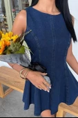 Kolsuz Belden Oturtmalı Denim Elbise 2885 thumbnail 5