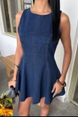 Kolsuz Belden Oturtmalı Denim Elbise 2885 thumbnail 6