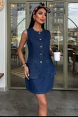 Kolsuz Yelekli Mini Etekli Denim Takım 10164 thumbnail 1