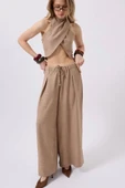Düşük Bel Oversize Keten Pantolon thumbnail 3