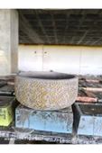Dantel desen Gold gri beton saksı thumbnail 3