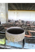 Dantel desen Gold gri beton saksı thumbnail 2