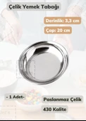 Çelik Yemek Tabağı 20 cm Paslanmaz Çelik Tabak thumbnail 1