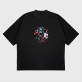 Oversize 'Captain America' Baskılı T-Shırt thumbnail 4