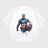 Oversize 'Captain America' Baskılı T-Shırt thumbnail 1
