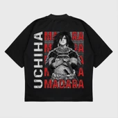 Oversize 'Uchiha Clan' Baskılı T-Shırt thumbnail 1