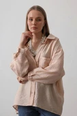 Cepli Oversize Gömlek - Taş thumbnail 4