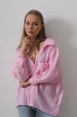 Cepli Oversize Gömlek - Pembe thumbnail 3