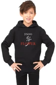 Jisoo Flower Siyah Çocuk 3ip Kapşonlu thumbnail 1