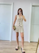 Takım Görünümlu Yelekli Mini Elbise- Bej thumbnail 4