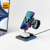 Nettech NT-WCH04 3in 1 15W Kablosuz Wireless Şarj thumbnail 5