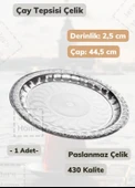 Çelik Çay Tepsisi 44,5 cm Paslanmaz Çelik Tepsi thumbnail 1